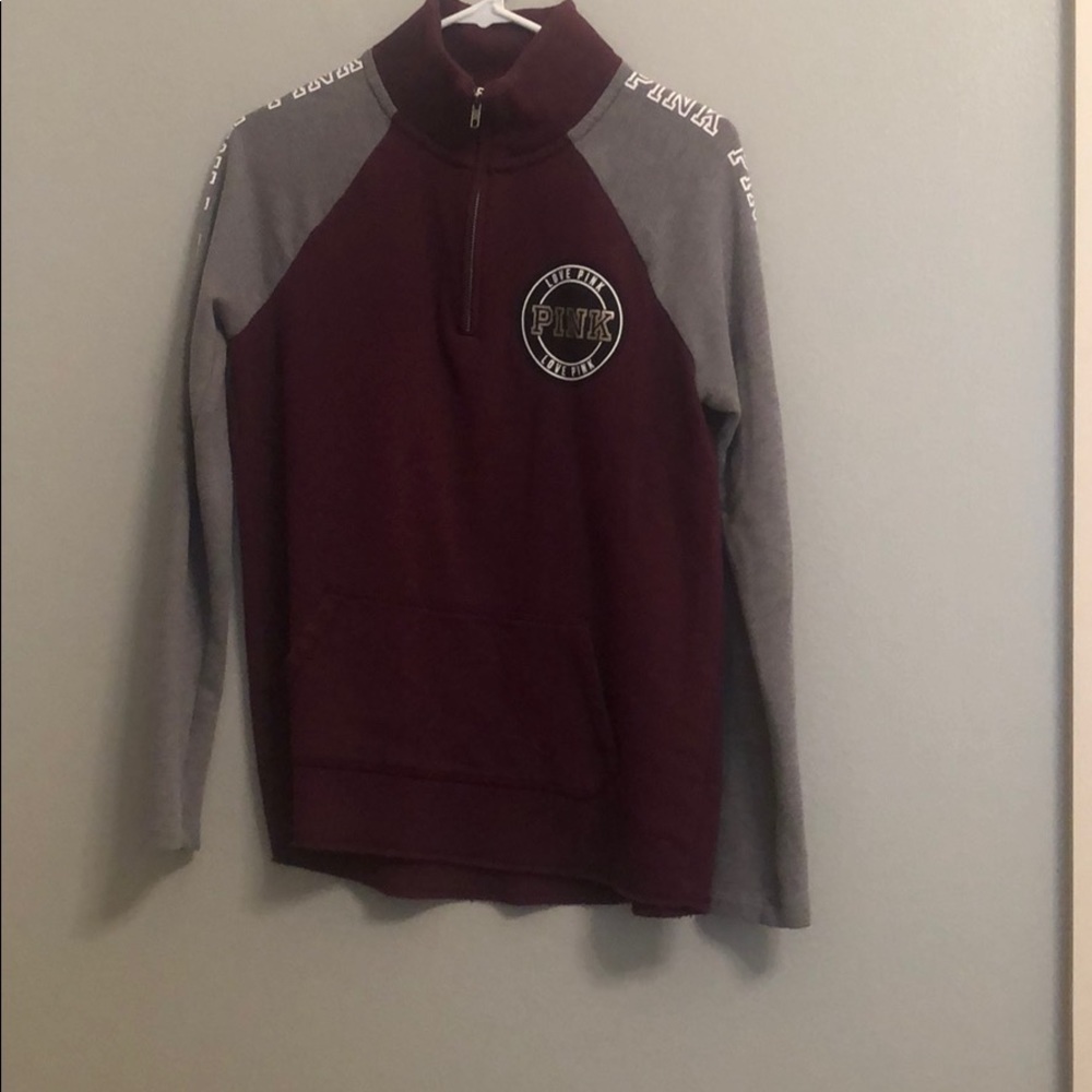 PINK maroon and grey 3/4 zip jacket